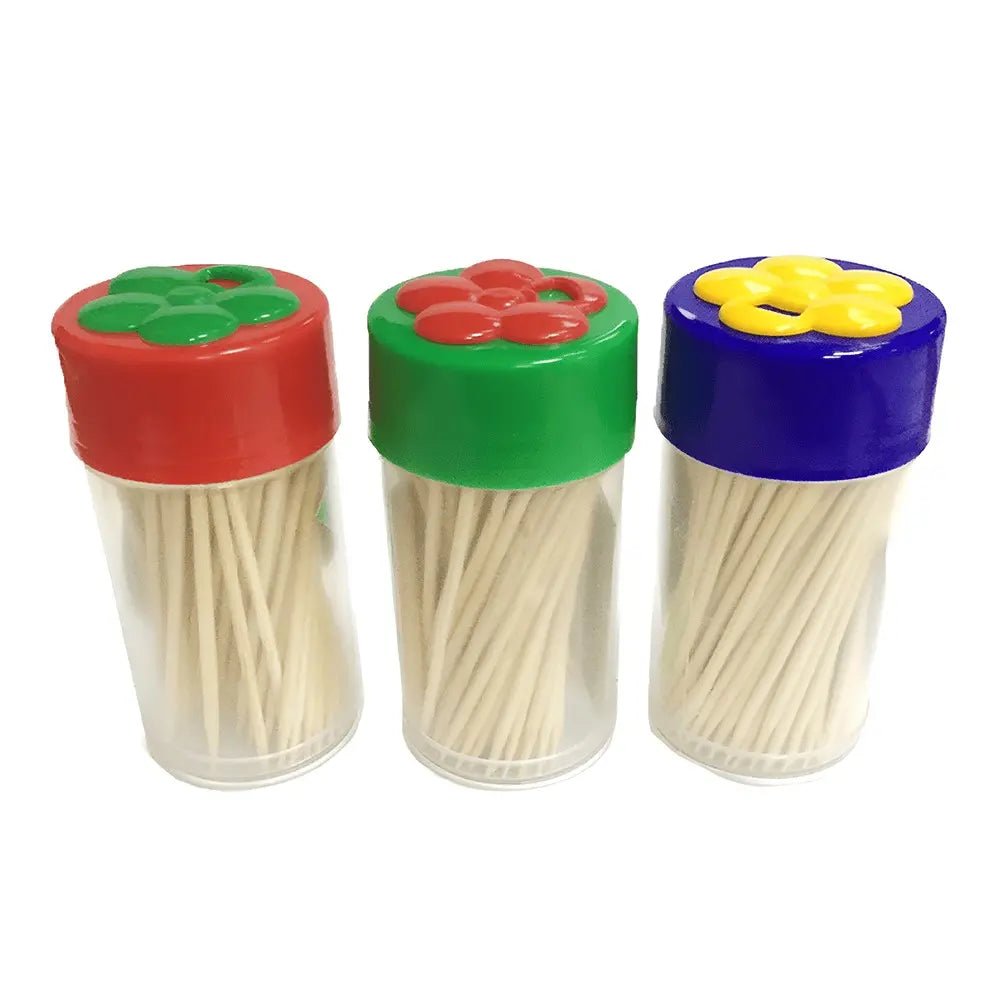 Bamboo Toothpicks In Dispenser 300pk (3 Tubes Of 100 Pieces) - Party Owls
