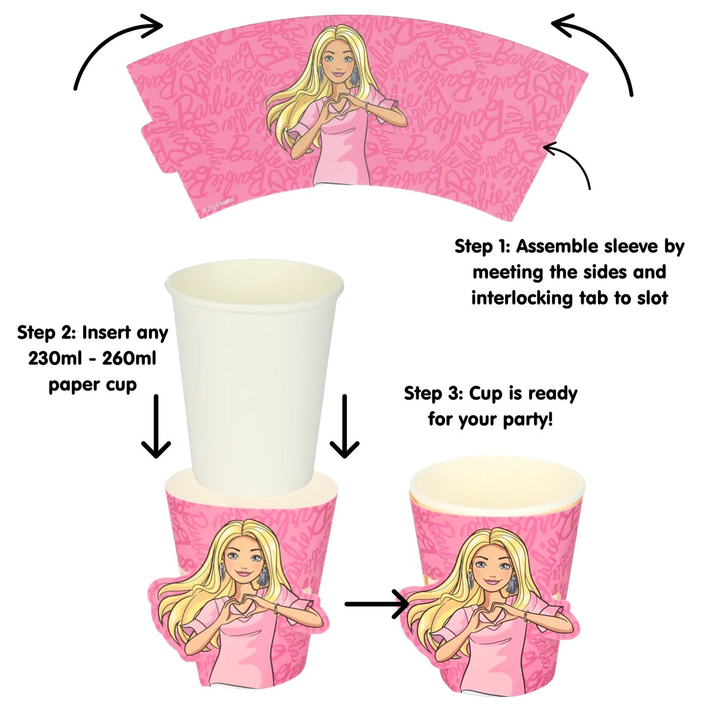Barbie And Friends Paper Cup Sleeves 8pk - Party Owls