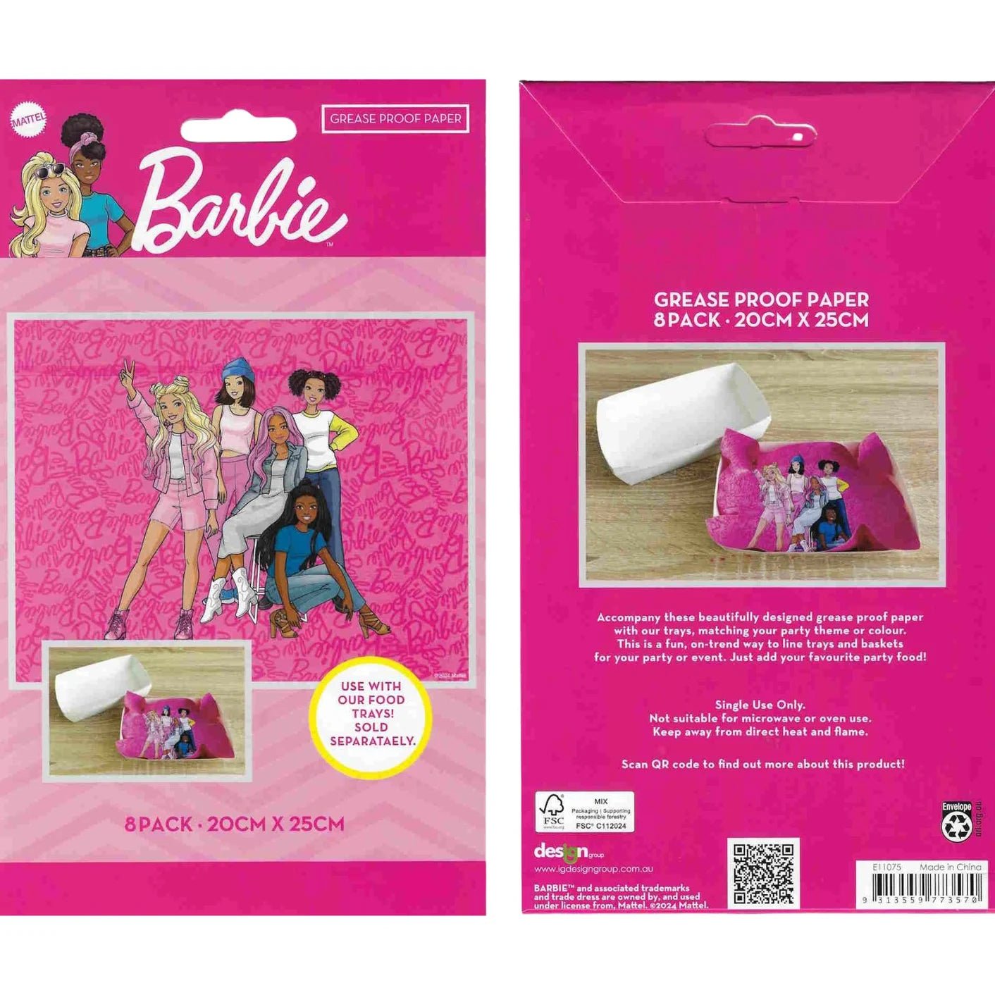Barbie & Friends Grease Proof Papers 8pk - Party Owls