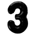Black Number 3 Giant Numeral Foil Balloon 86CM (34") - Party Owls