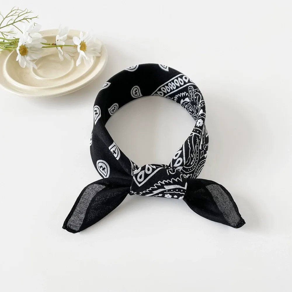 Black Paisley Bandana Head Wrap Neck Scarf Mask - Party Owls