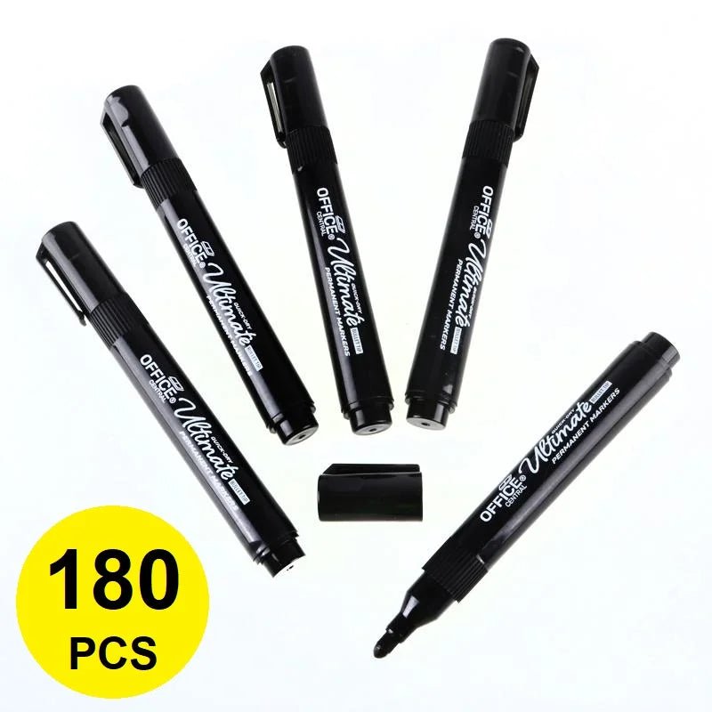 Black Permanent Markers 180pcs Bullet Tips - Bulk Pack - Party Owls