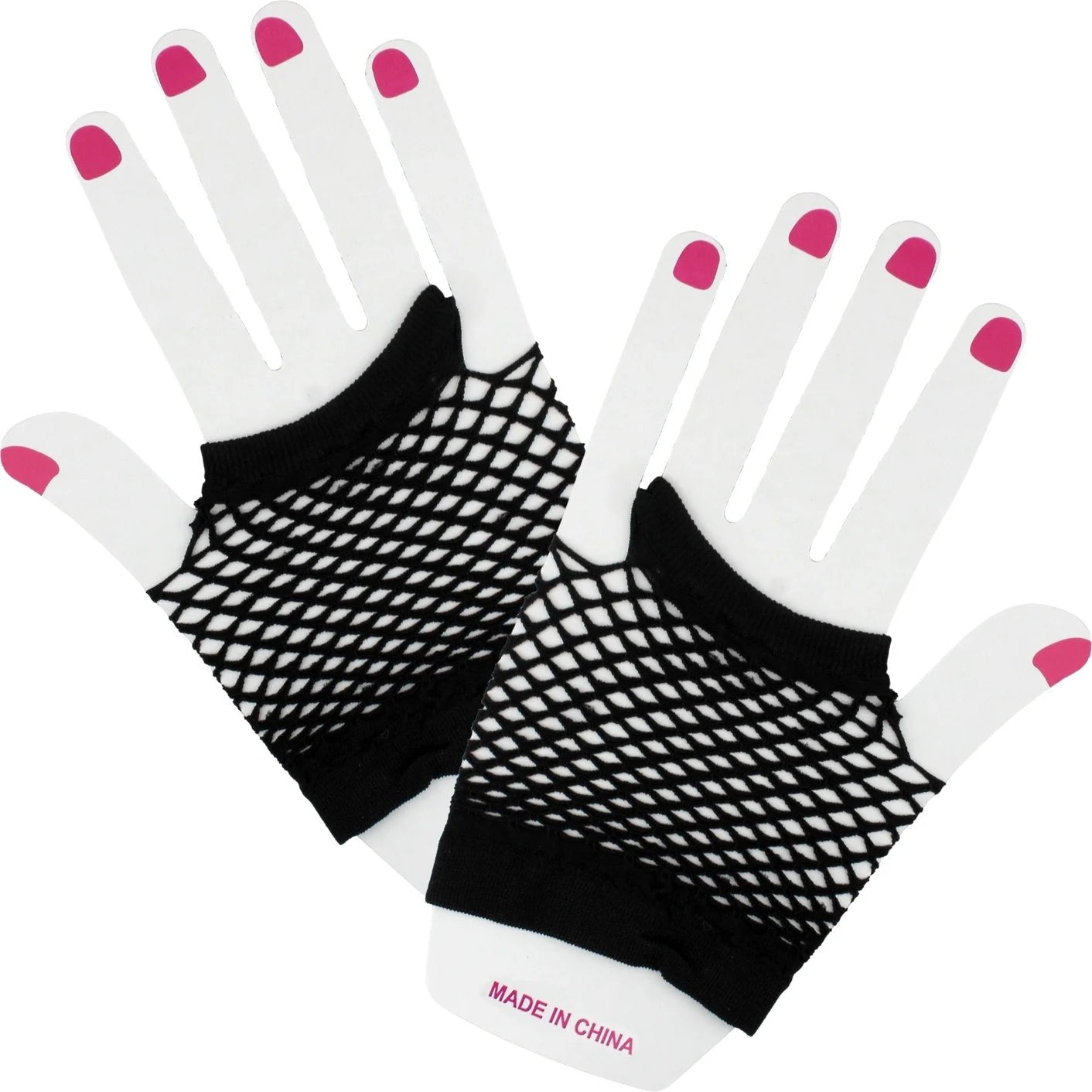 Black Short Fingerless Fishnet Gloves - Party Owls
