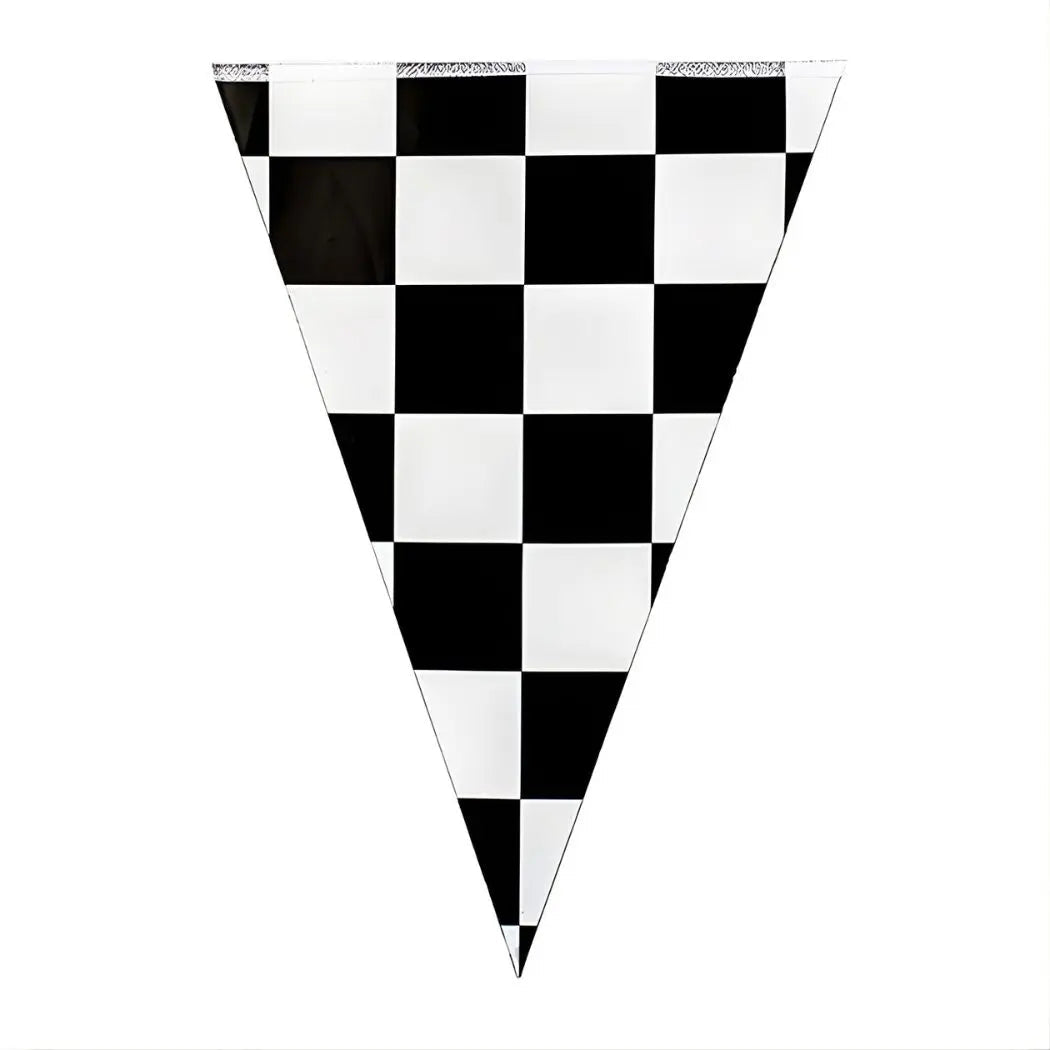 Black & White Checkered Bunting Flags 10pcs - Party Owls