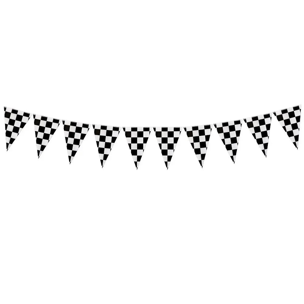 Black & White Checkered Bunting Flags 10pcs - Party Owls