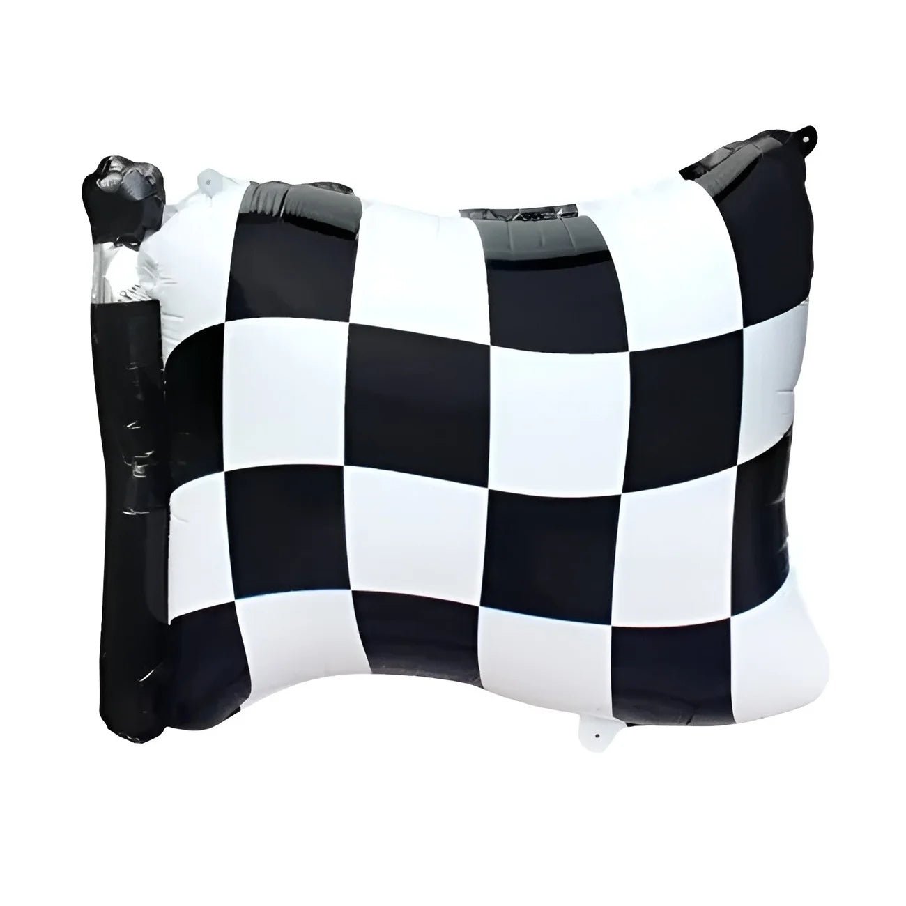 Black & White Checkered Flag Foil Balloon 50cm (20") - Party Owls
