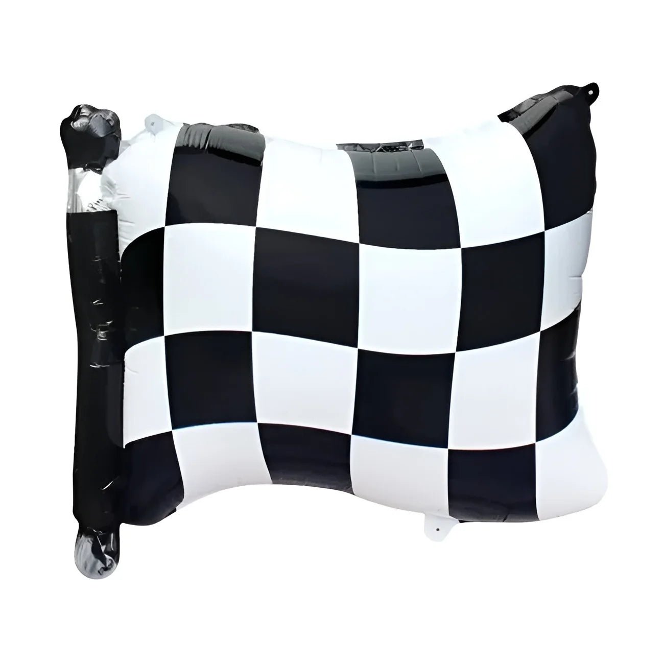Black & White Checkered Flag Foil Balloon 50cm (20") - Party Owls