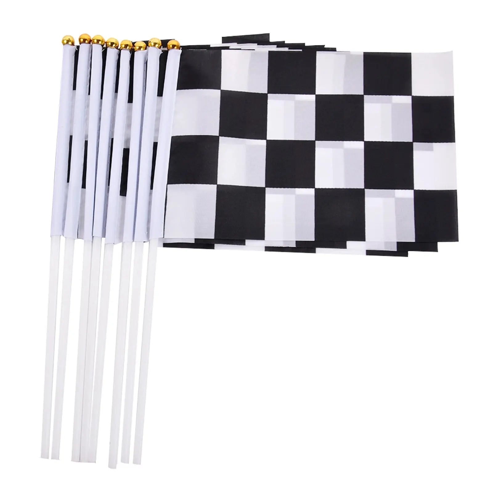 Black & White Checkered Hand Flags 8pcs 21cm x 14cm - Party Owls