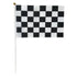 Black & White Checkered Hand Flags 8pcs 21cm x 14cm - Party Owls