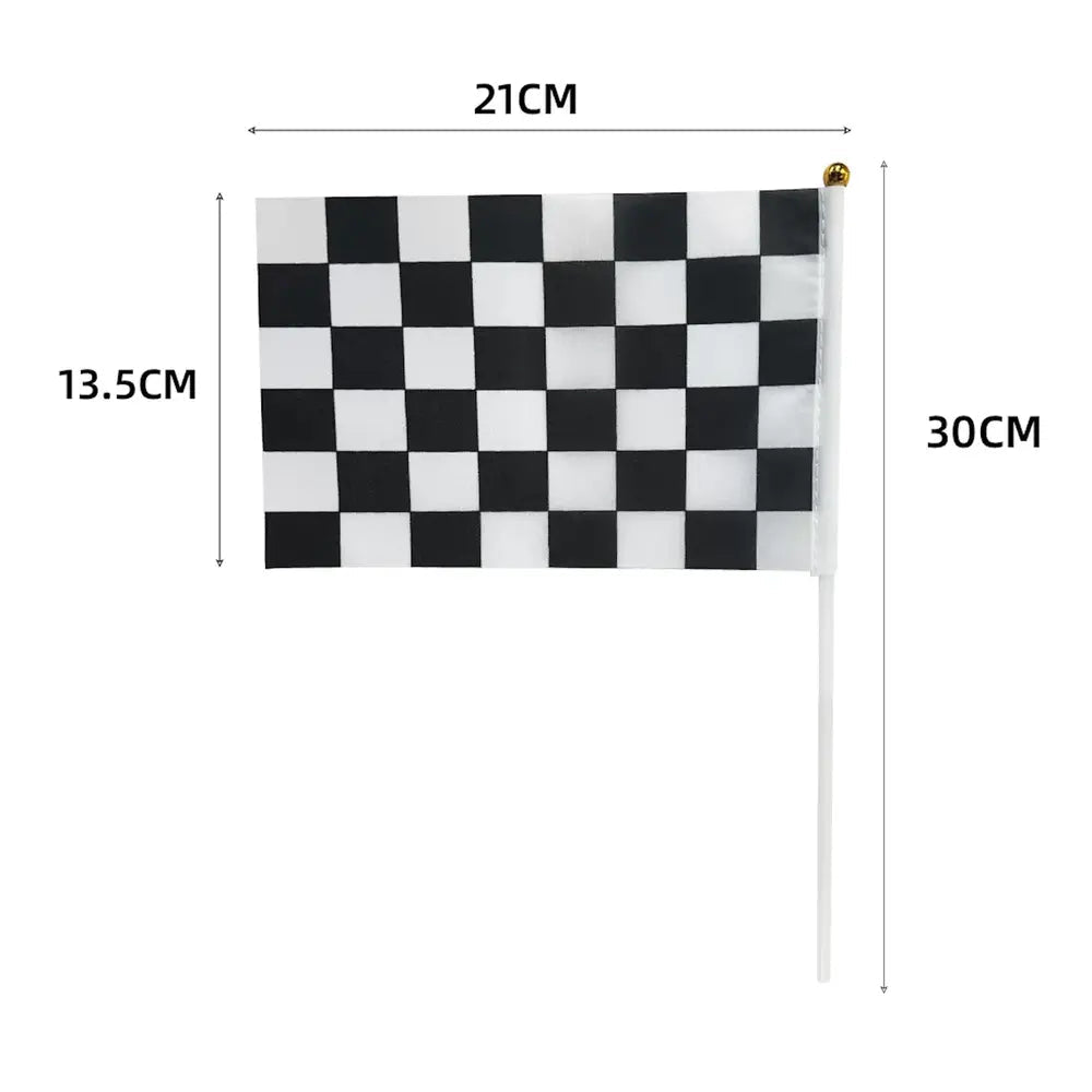 Black & White Checkered Hand Flags 8pcs 21cm x 14cm - Party Owls