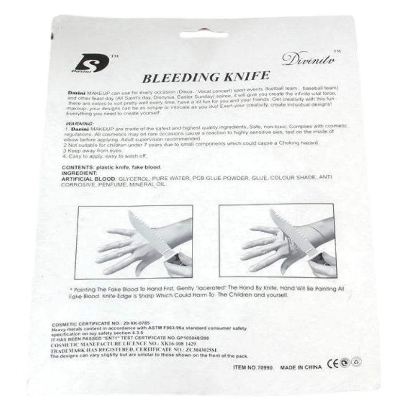 Bleeding Knife Set 22cm (Knife & Fake Blood) Halloween - Party Owls