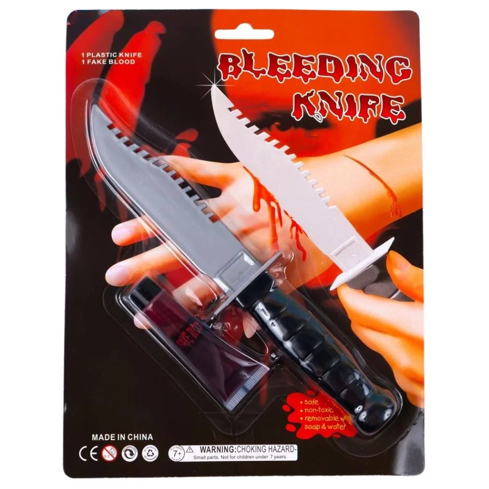Bleeding Knife Set 22cm (Knife & Fake Blood) Halloween - Party Owls
