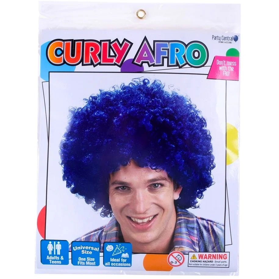 Blue Afro Curly Wig - Party Owls