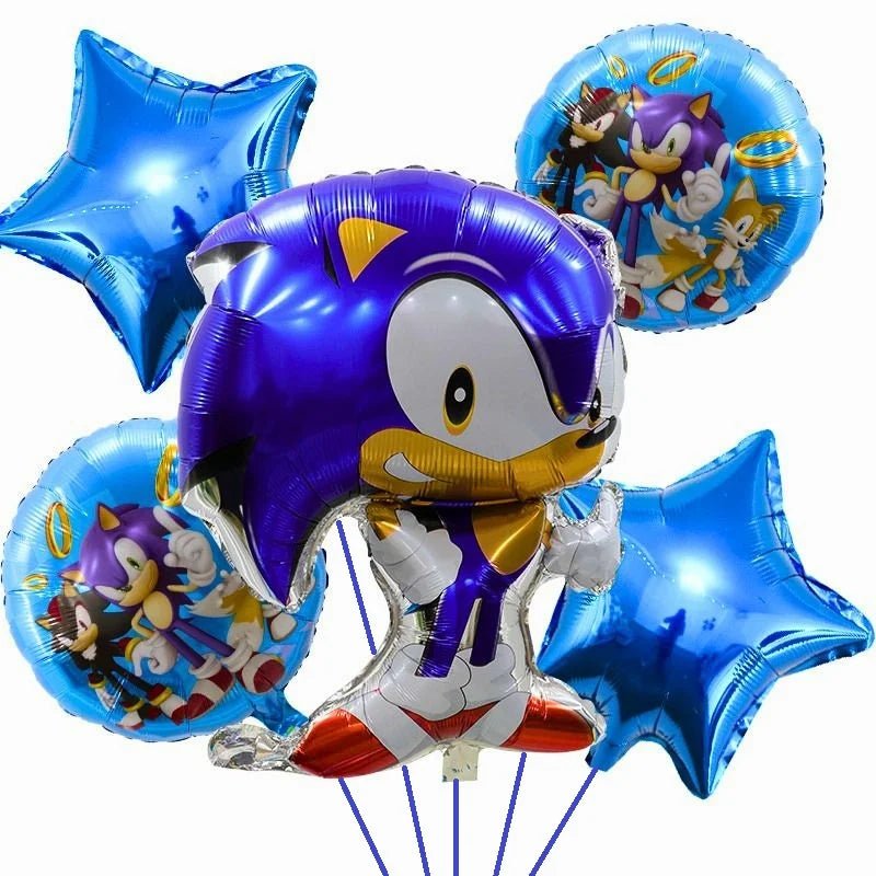 Blue Cartoon Hedgehog Balloon Bouquet 5pcs - Party Owls