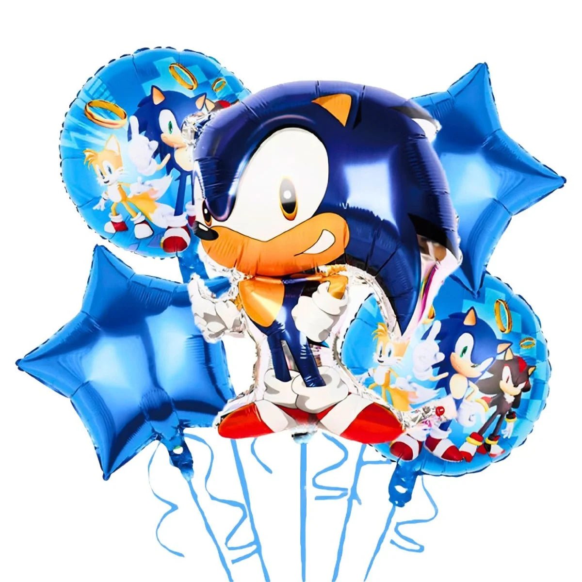 Blue Cartoon Hedgehog Balloon Bouquet 5pcs - Party Owls