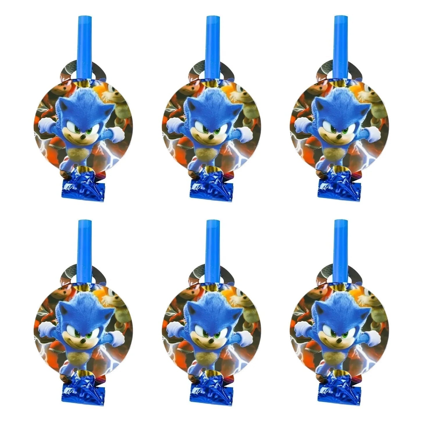 Blue Cartoon Hedgehog Blowouts 6pcs Party Favours - Party Owls