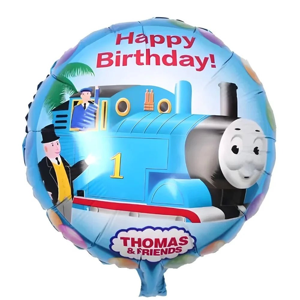 Blue Cartoon Tank Engine Foil Balloon 45cm (18") Happy Birthday - Party Owls