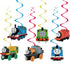 Blue Cartoon Tank Engine Hanging Swirl Decorations 6pcs - Party Owls