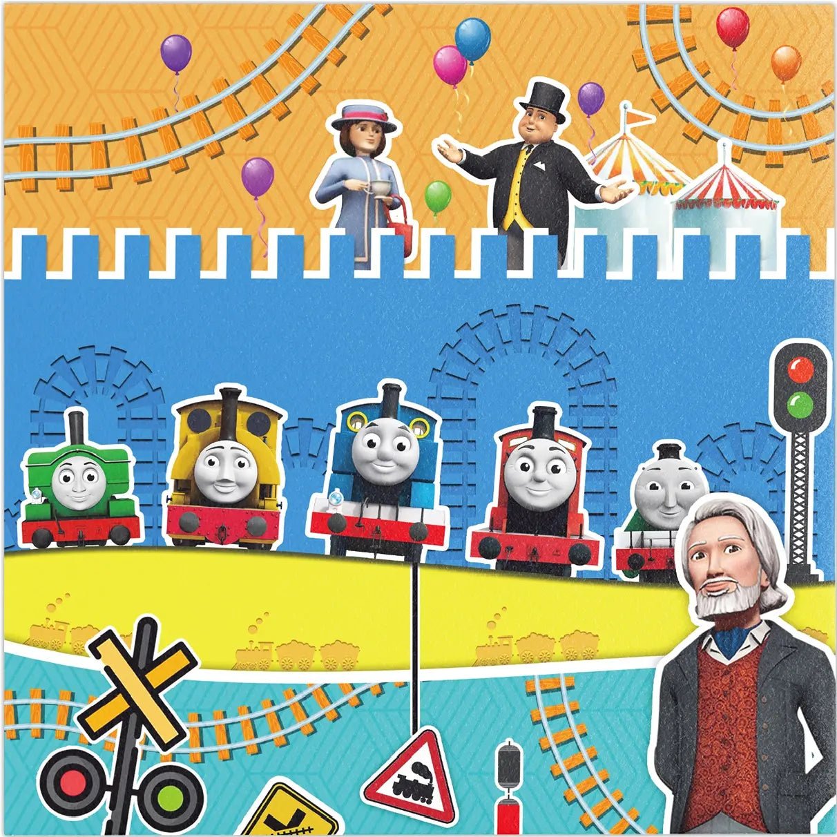 Blue Cartoon Tank Engine Lunch Napkins 20pk - Party Owls