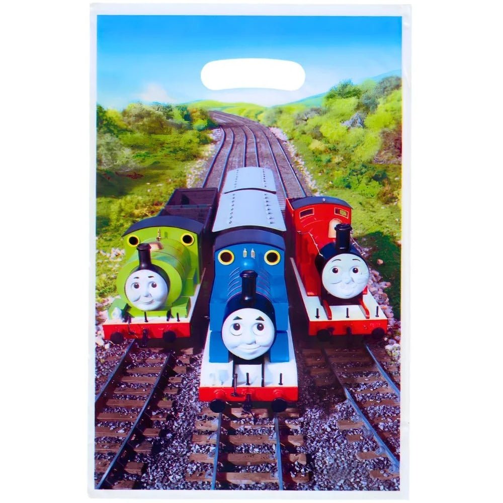 Blue Cartoon Tank Engine Plastic Party Bags 10pcs - Party Owls
