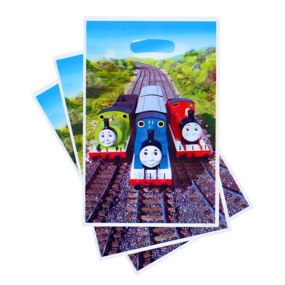 Blue Cartoon Tank Engine Plastic Party Bags 10pcs - Party Owls