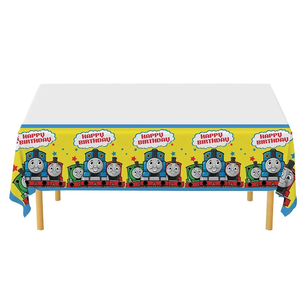 Blue Cartoon Tank Engine Plastic Table Cover 108cm x 180cm Tablecloth - Party Owls