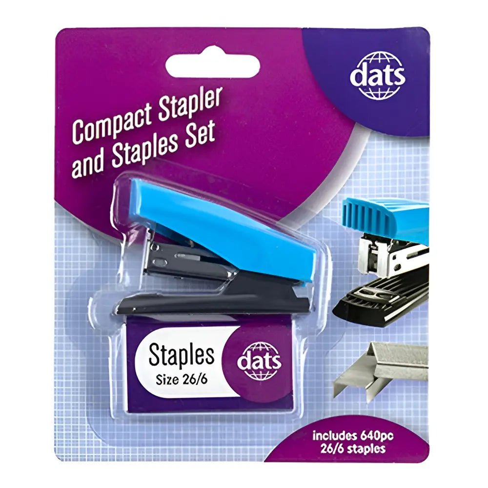 Blue Compact Stapler & Staples Set (640pcs 26/6 Staples) - Party Owls