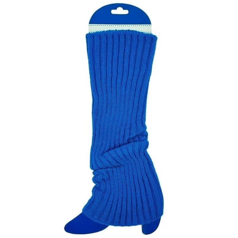 Blue Leg Warmers Chunky Knit - Party Owls