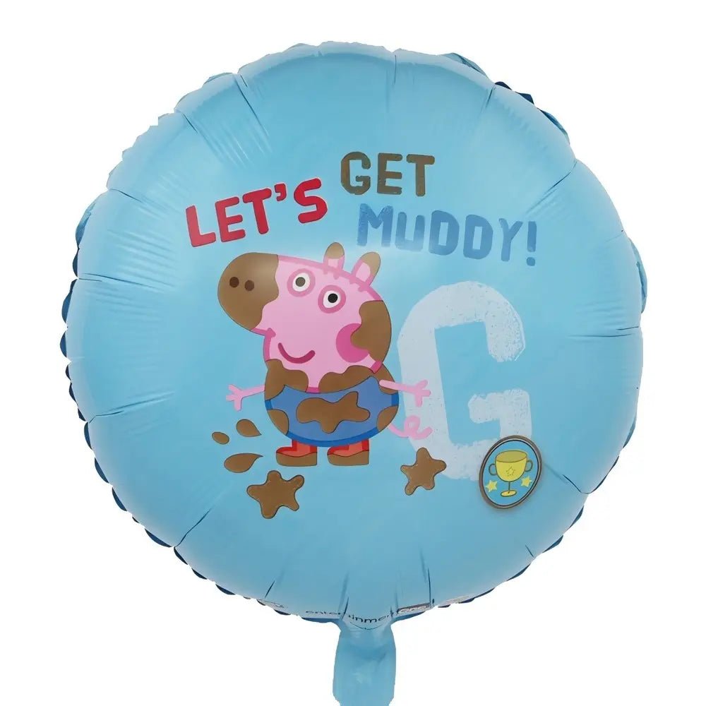 Boy Cartoon Pig Foil Balloon 45cm (18") Round Blue - Party Owls