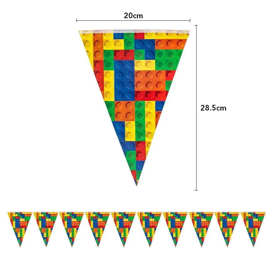 Building Blocks Bunting Flags 10pcs - Party Owls