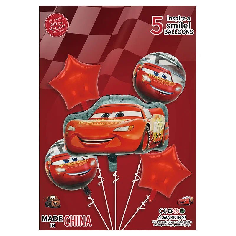 Cartoon Racing Cars Balloon Bouquet 5pcs - Party Owls