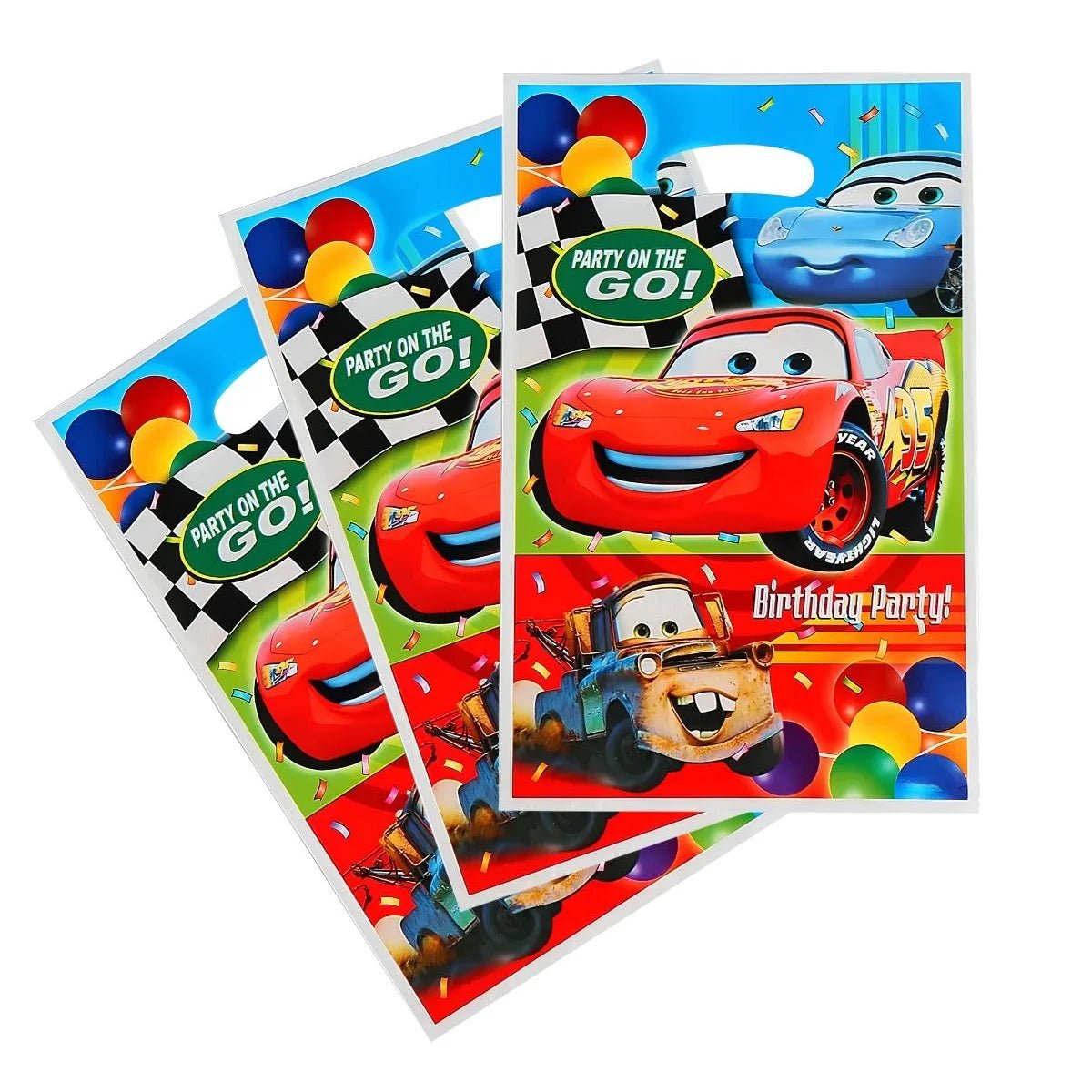 Cartoon Racing Cars Plastic Party Bags 10pcs - Party Owls