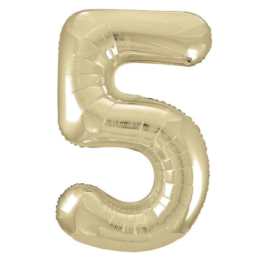 Champagne Gold Number "5" Giant Numeral Foil Balloon 86CM (34") - Party Owls