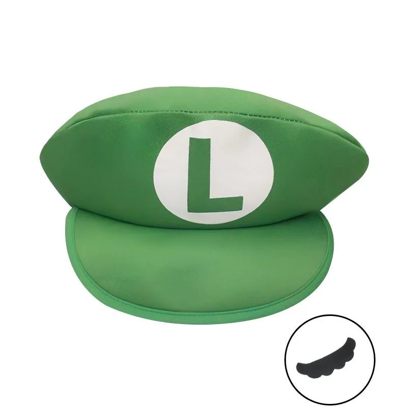 Children Green L Plumber Hat With Moustache - Party Owls