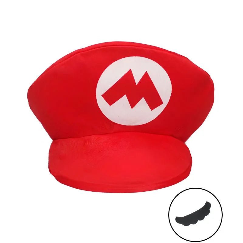 Children Red M Plumber Hat With Moustache - Party Owls