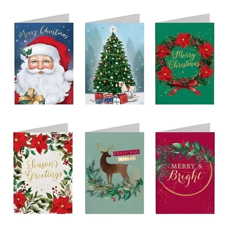 Christmas Cards 30pcs (115 x 170mm) w/Envelopes Textured Foil Traditional - Party Owls