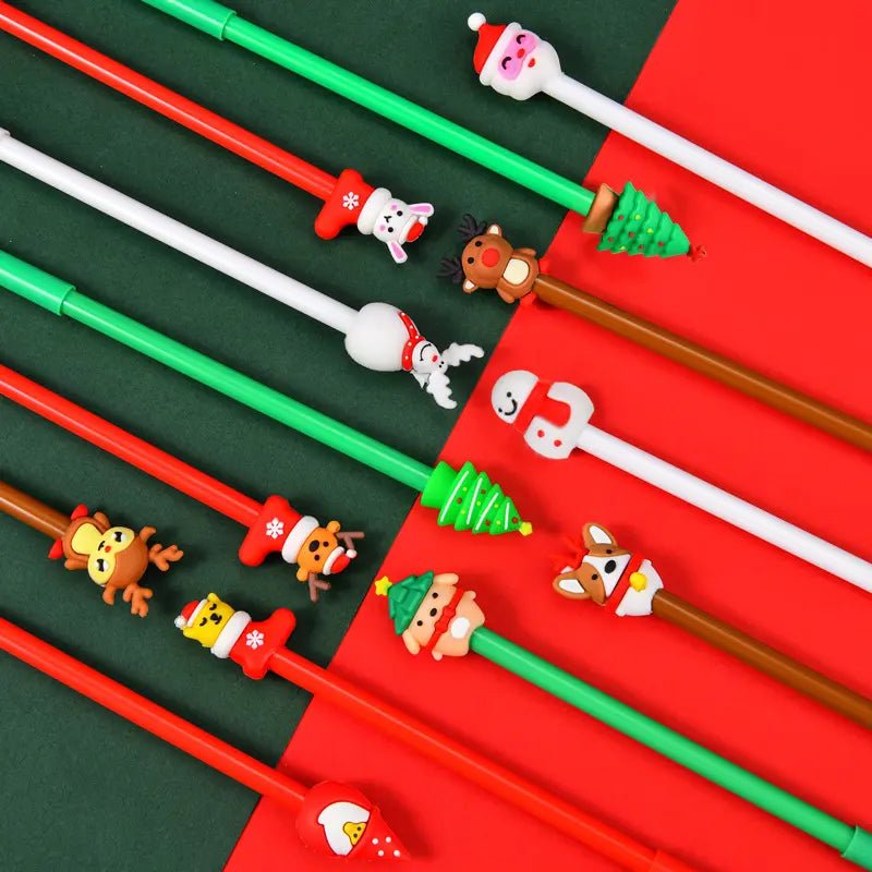 Christmas Gel Pens 10pcs Assorted Colours & Designs - Party Owls