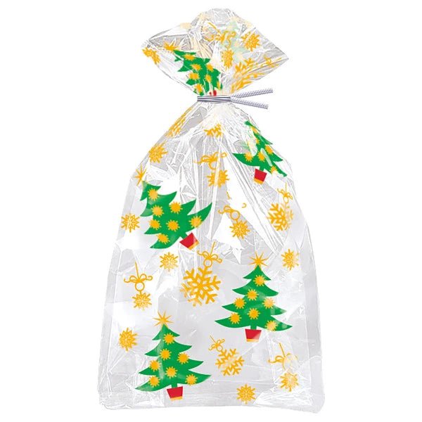 Christmas Tree Golden Snowflakes Cello Bags 20pk - Party Owls