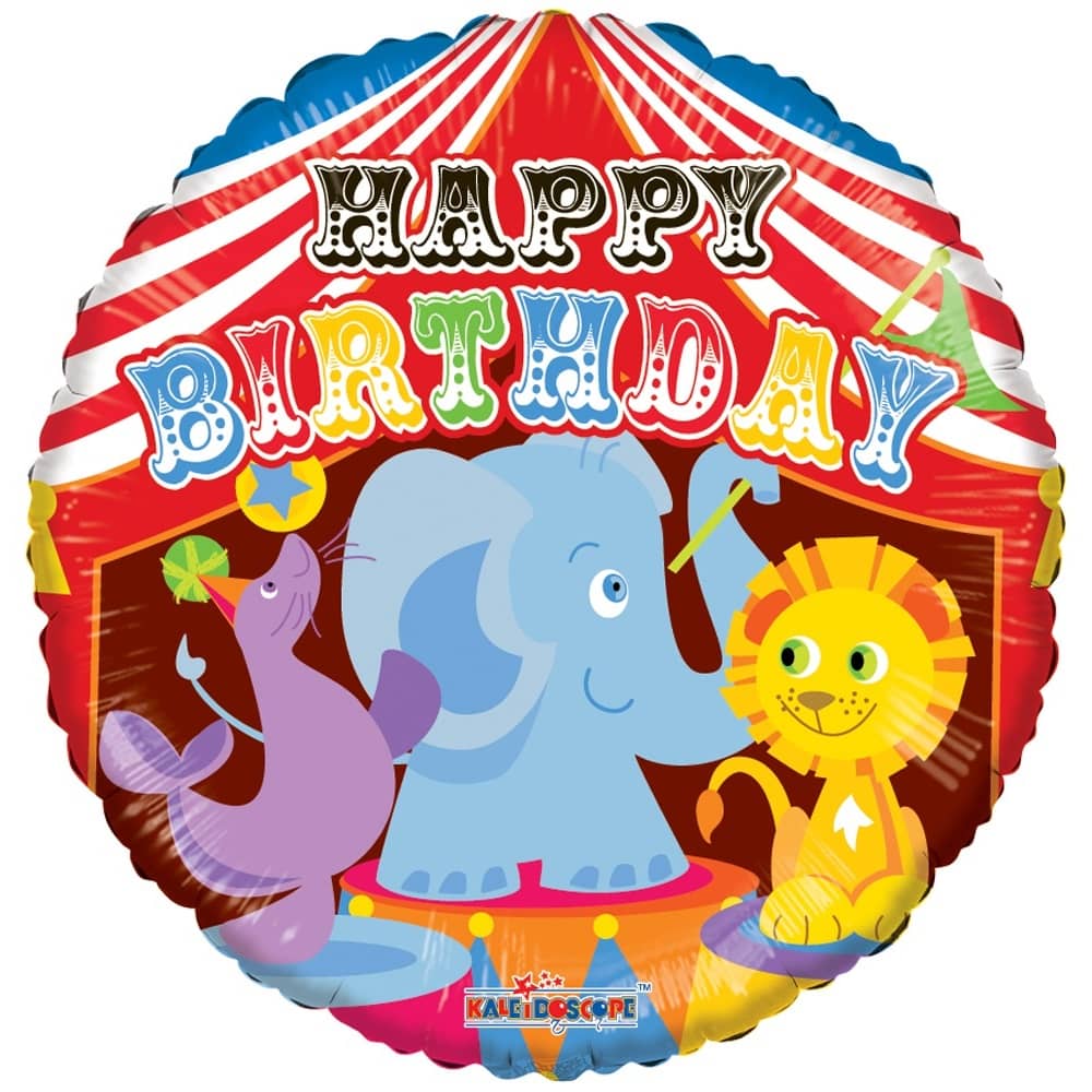 Circus Happy Birthday Foil Balloon 45cm (18") Round 281945218P - Party Owls