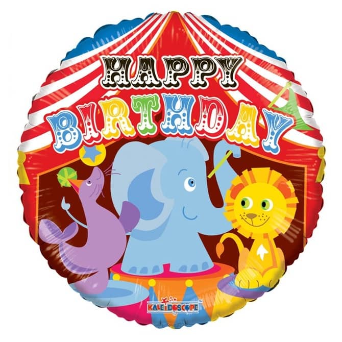 Circus Happy Birthday Foil Balloon 45cm (18") Round 281945218P - Party Owls
