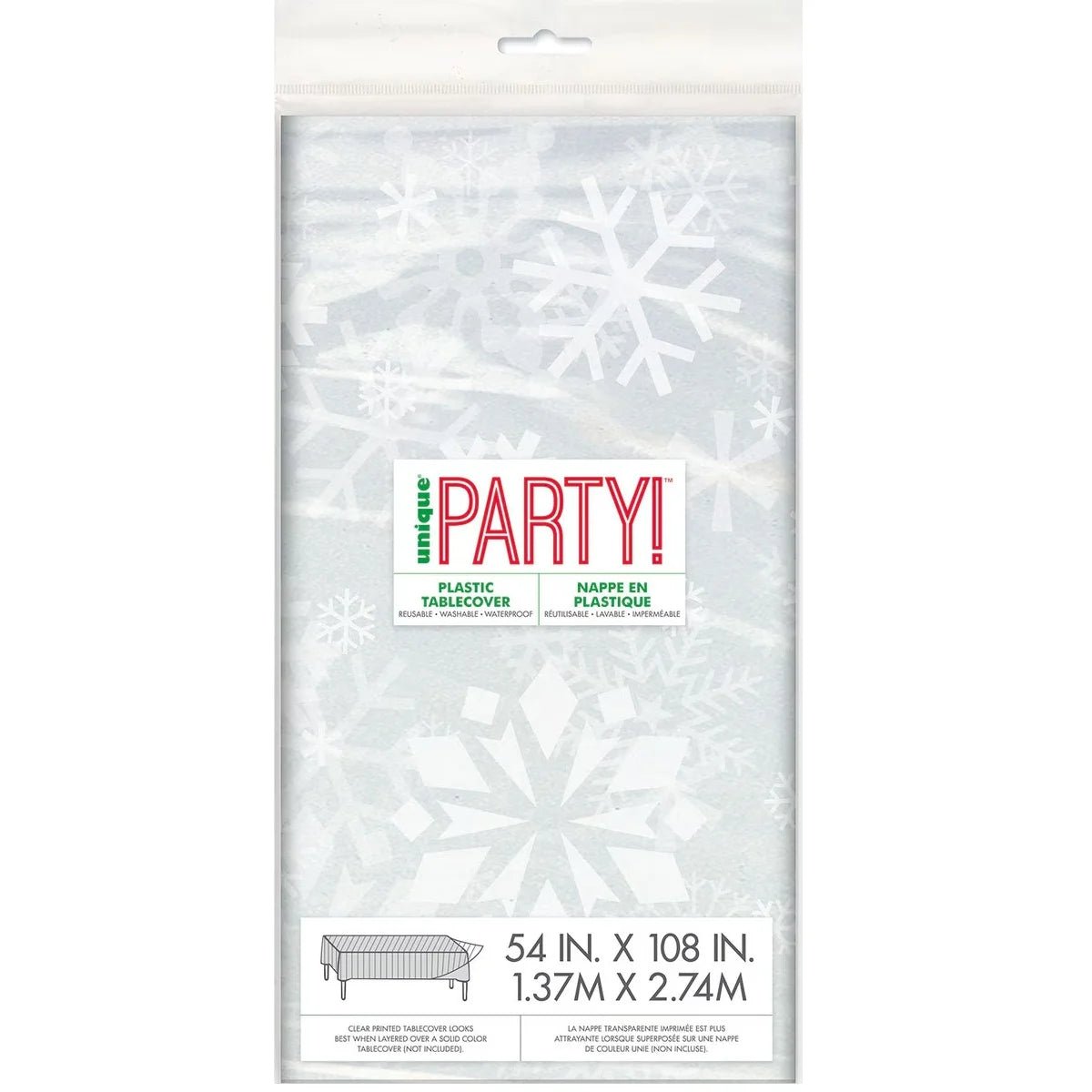 Clear Frozen Snowflakes Plastic Table Cover 137cm x 274cm - Party Owls