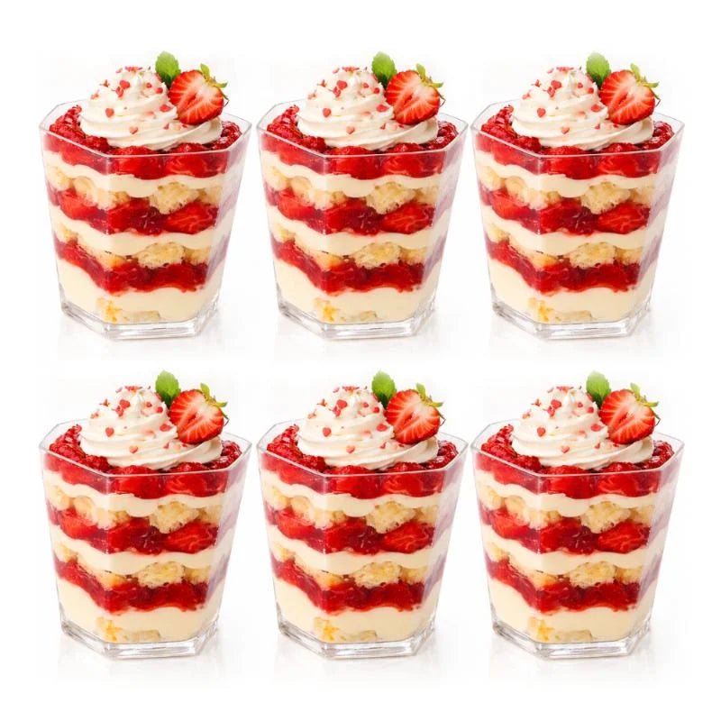 Clear Hexagonal Dessert Cups 55ml 20pcs (4.8cm x 5.5cm) - Party Owls