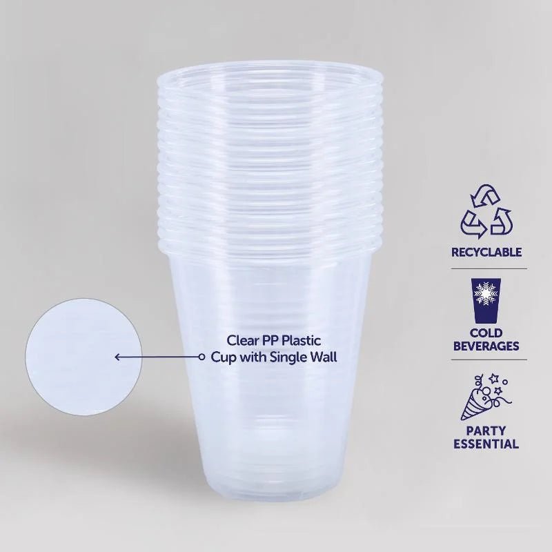 Clear Plastic Party Cups 200ml 50pcs Bulk Pack - Party Owls