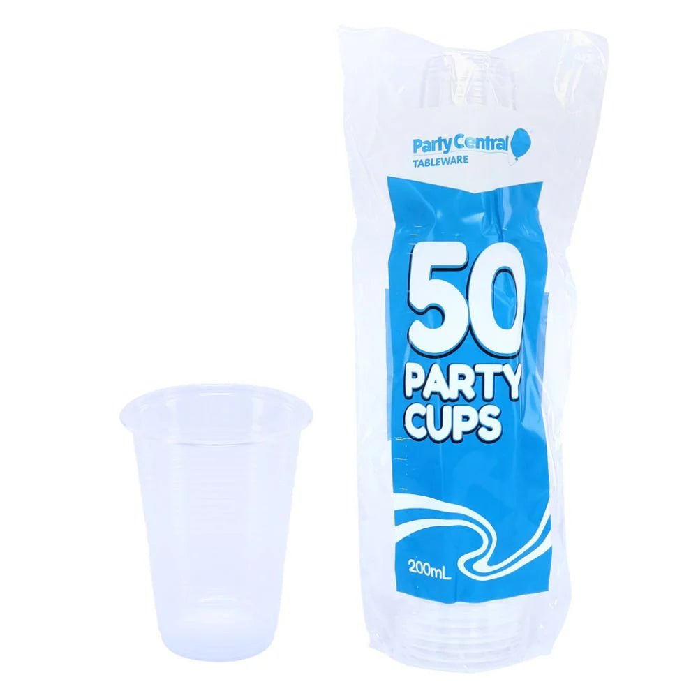 Clear Plastic Party Cups 200ml 50pcs Bulk Pack - Party Owls