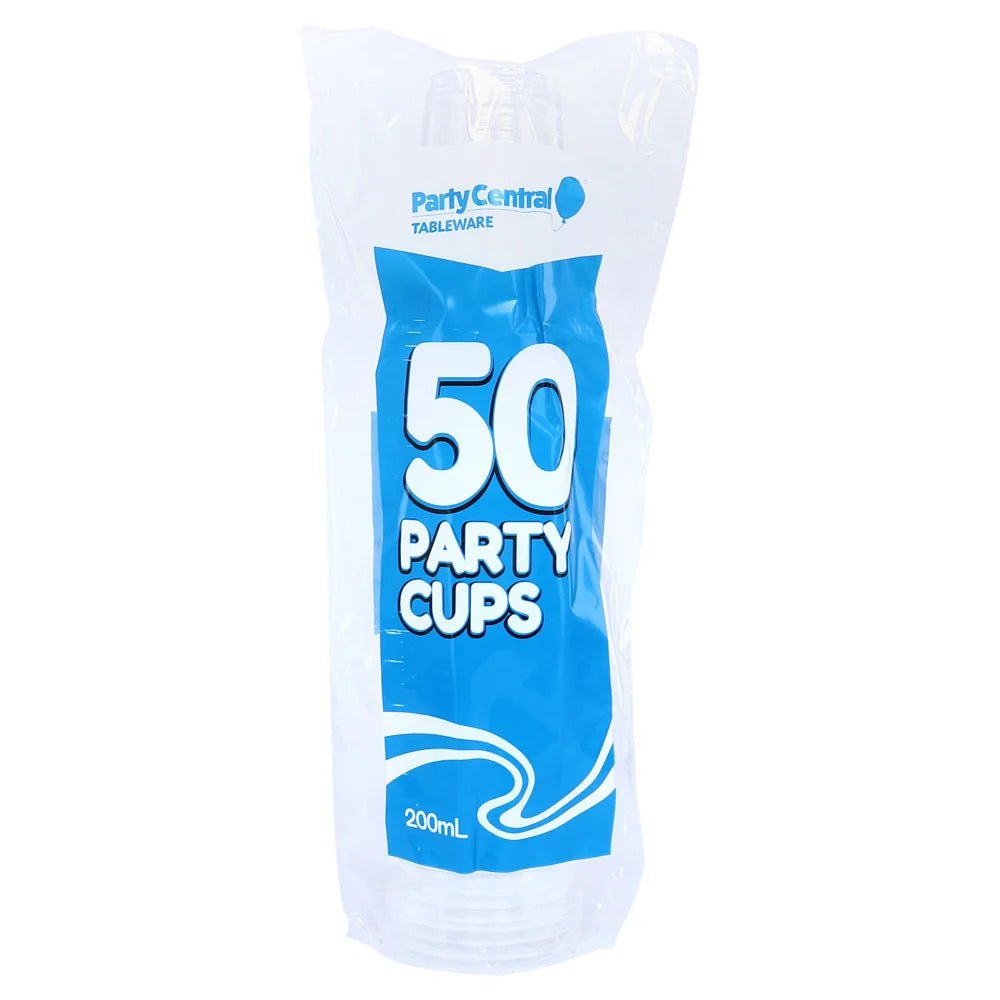 Clear Plastic Party Cups 200ml 50pcs Bulk Pack - Party Owls