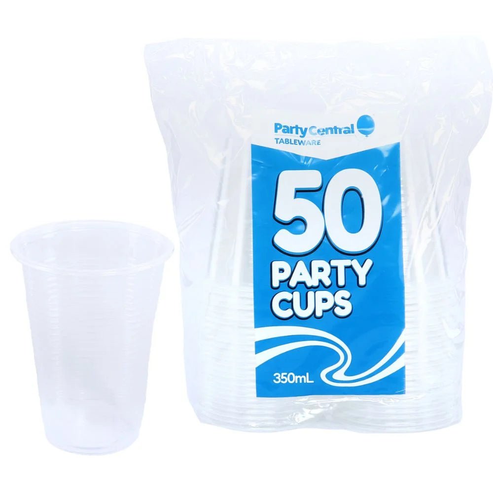 Clear Plastic Party Cups 350ml 50pcs Bulk Pack - Party Owls