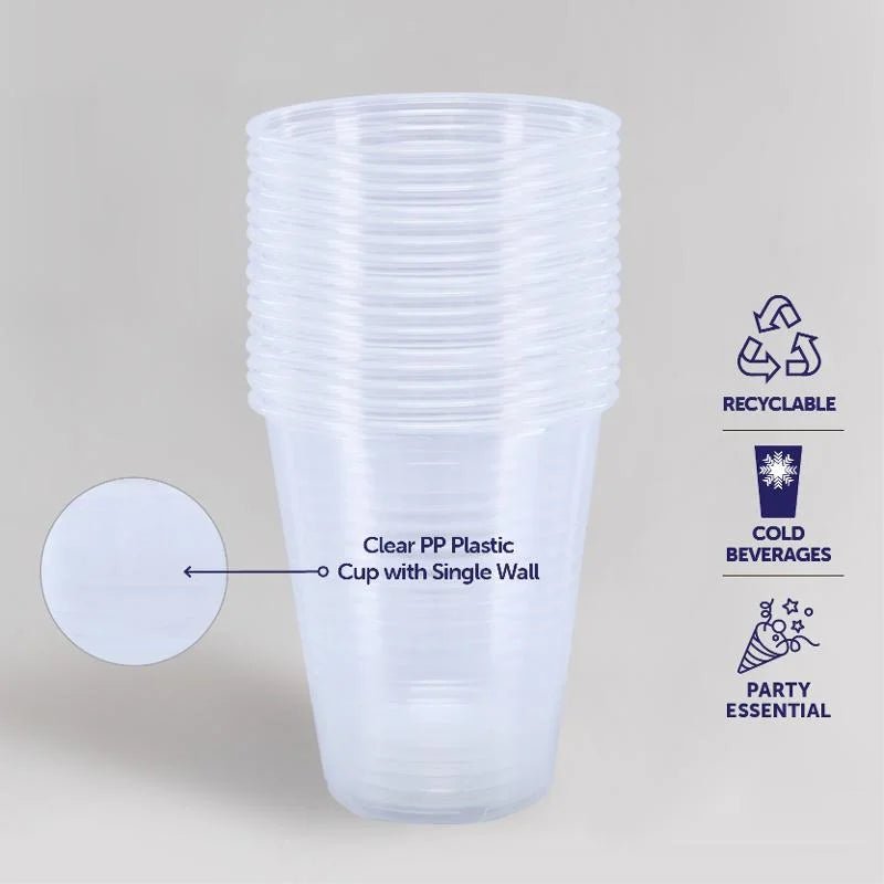 Clear Plastic Party Cups 350ml 50pcs Bulk Pack - Party Owls