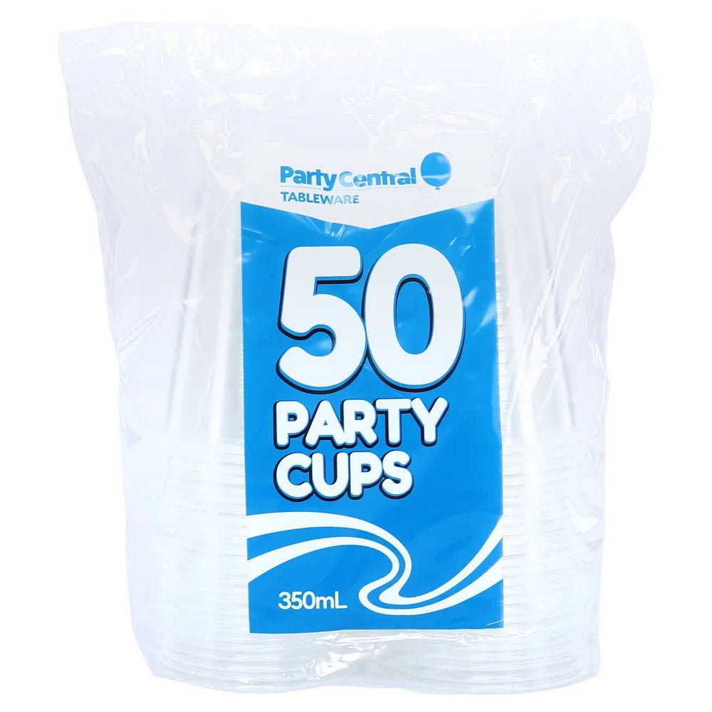 Clear Plastic Party Cups 350ml 50pcs Bulk Pack - Party Owls