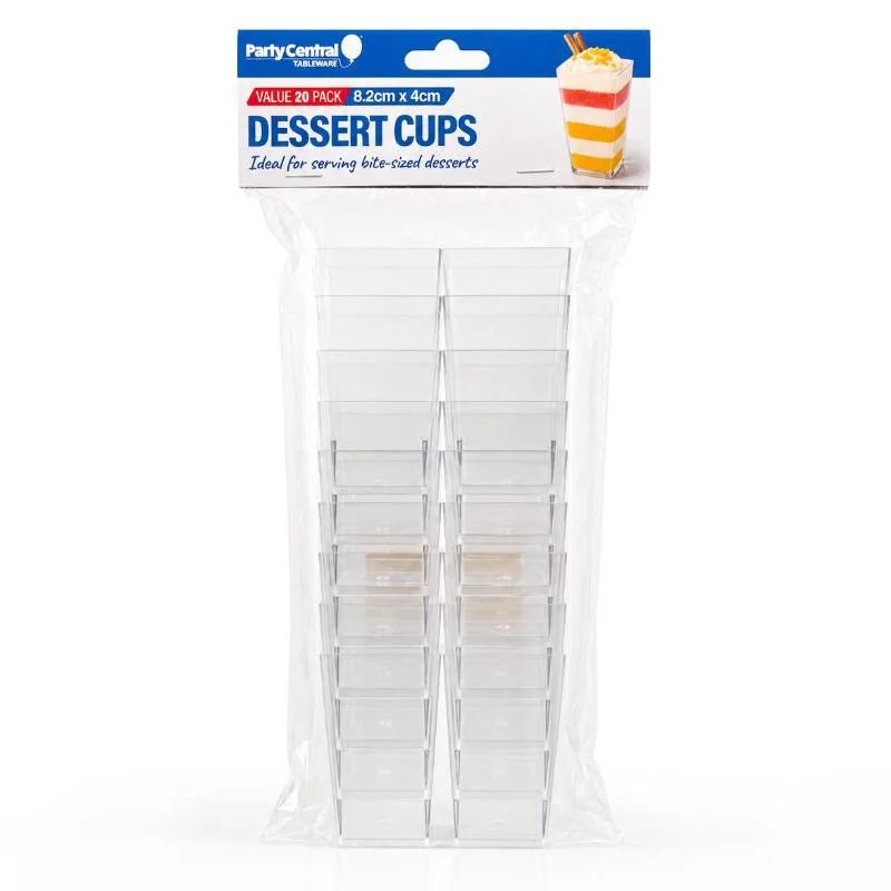Clear Rectangular Dessert Cups 80ml 20pcs (8.2cm x 4cm) - Party Owls