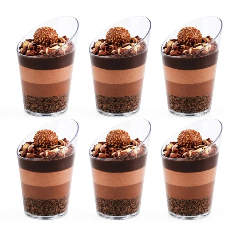 Clear Round Slanted Dessert Cups 63ml 20pcs (8.2cm x 4.3cm) - Party Owls